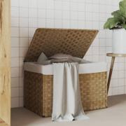 Lav vasketøjskurv i flettet polyrattan med låg og inderpose